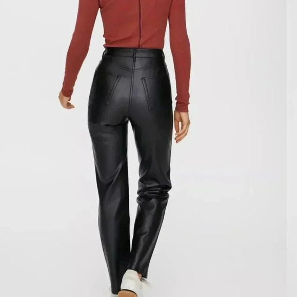 Wilfred Aritzia Malina Vegan Black Stretchy Staight Leg Pant SZ 10 Fits 8 - Picture 2 of 12